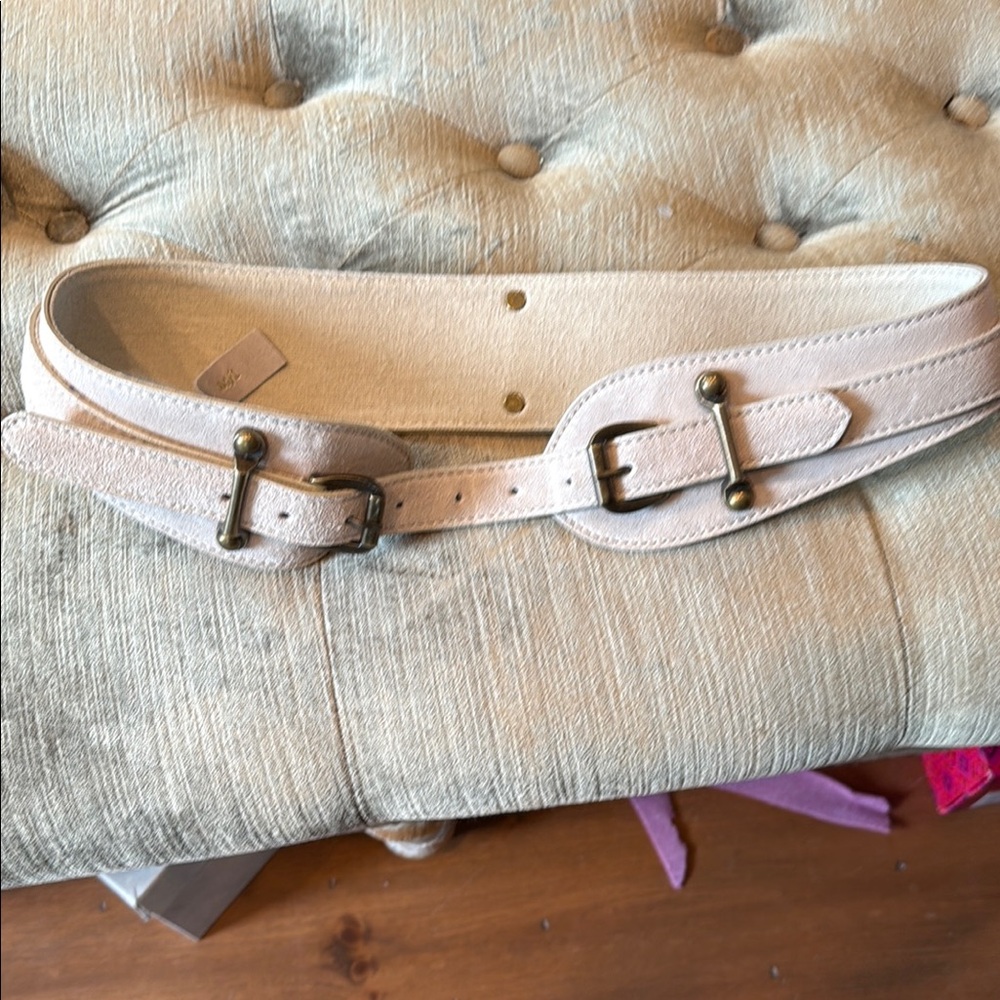 Free People Cream Double Buckle Belt